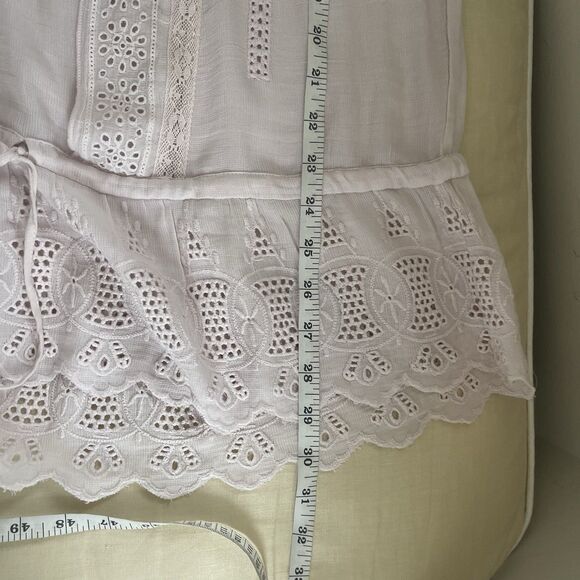 Zara Soft Pink Nude Broderie Anglais Tunic Top Size M - Picture 6 of 6